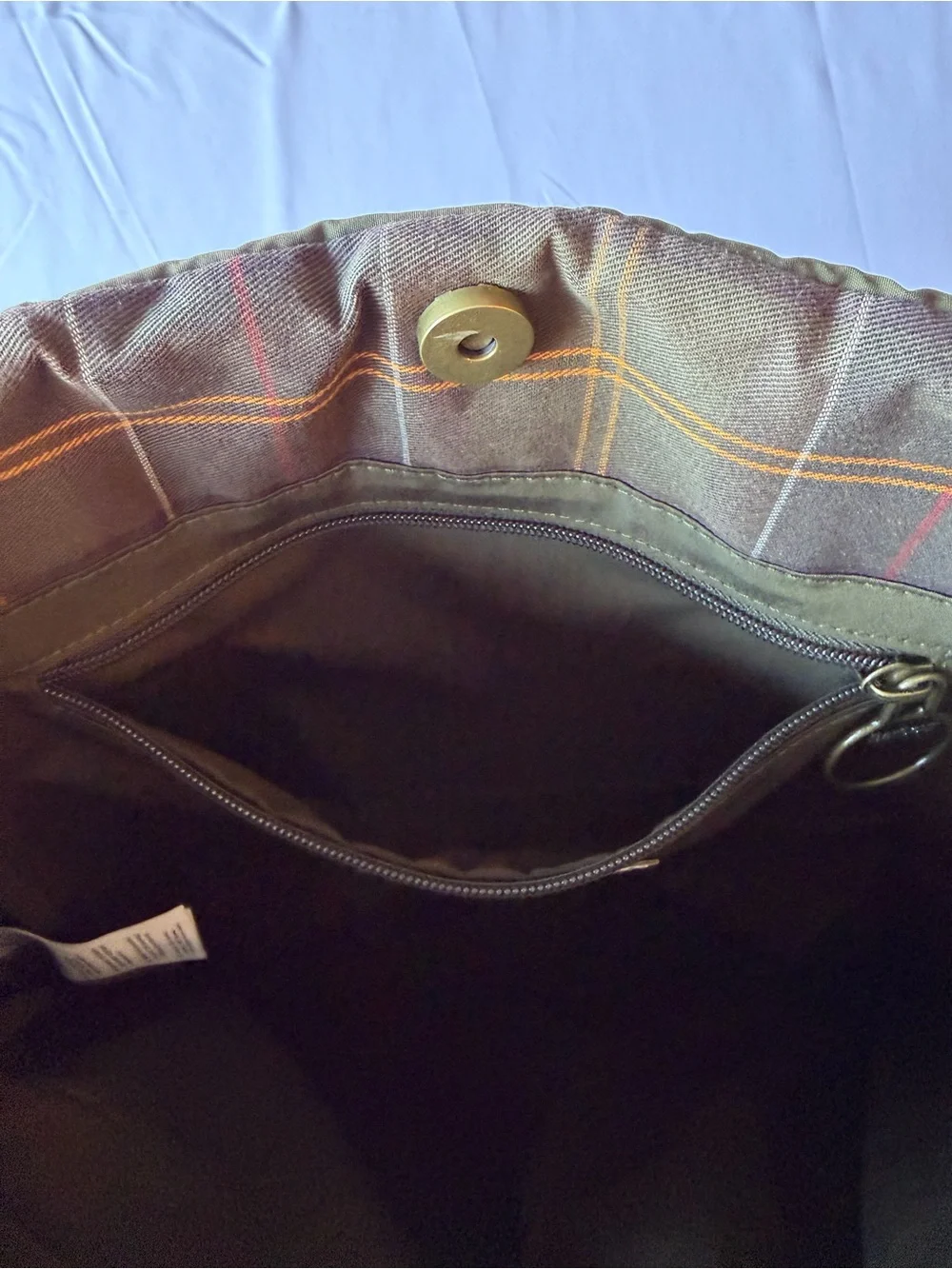 Barbour Olive Quilted Tote with Branded Patch
